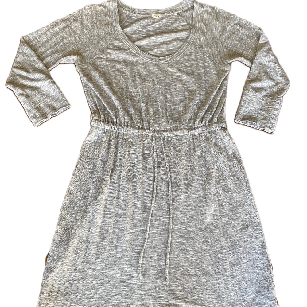 J Crew dress drawstring tie waist long sleeve gray Small
